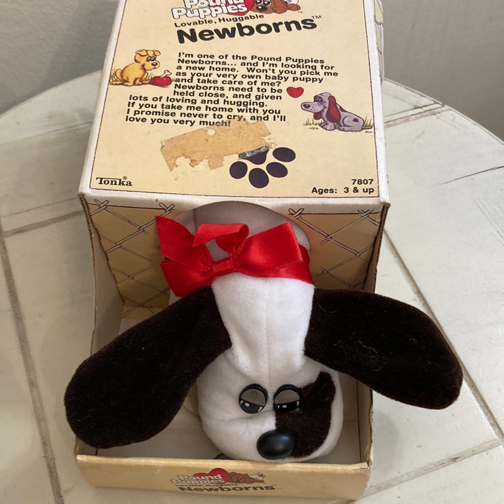 1980’s Vintage Tonka Pound puppy plush newborn with box